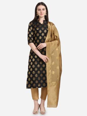 Silk Blend Unstitched Churidar Dress Material With Banarasi Dupatta 1