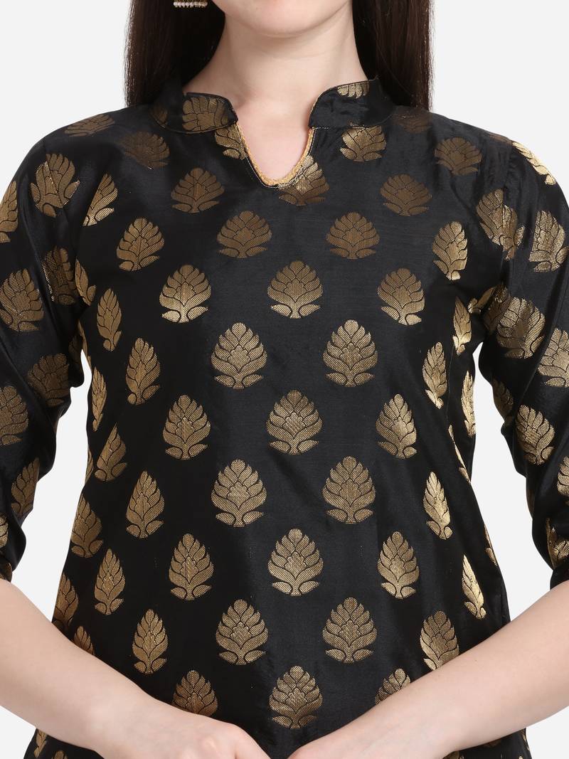 Silk Blend Unstitched Churidar Dress Material With Banarasi Dupatta