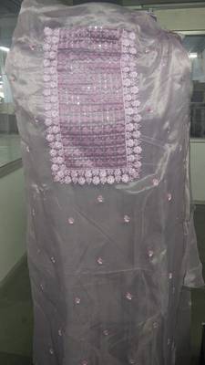 Beautiful Organza Fabric Purple Colour Thread And Sequance Embroidery Work Salwaar Suit 3
