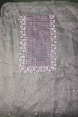 Beautiful Organza Fabric Purple Colour Thread And Sequance Embroidery Work Salwaar Suit 4