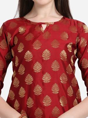Silk Blend Unstitched Churidar Dress Material With Banarasi Dupatta 3