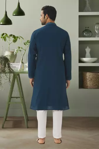 Sea green art silk beautiful embroidery kurta pyjama for men's