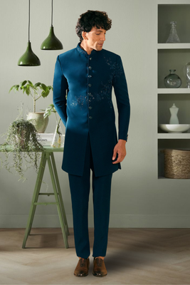Sea green suit jodhpuri sherwani with beautifull indian embroidery ethnic wear for men's 1
