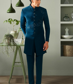 Sea green suit jodhpuri sherwani with beautifull indian embroidery ethnic wear for men's