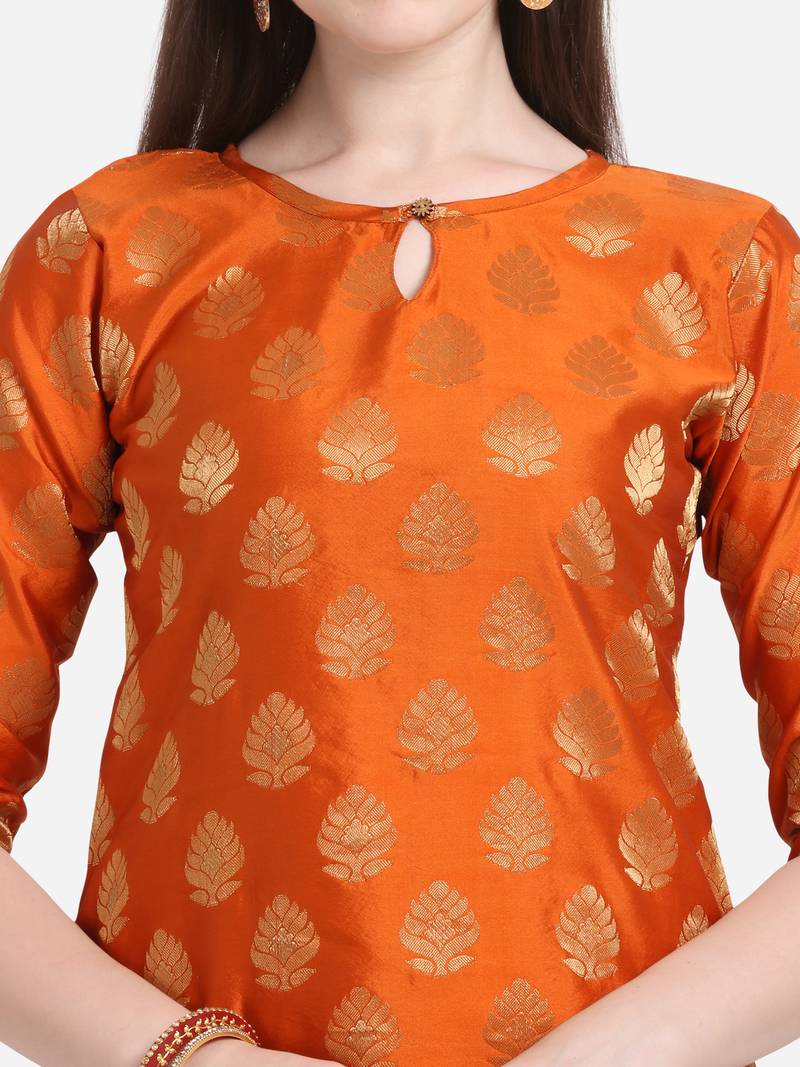 Silk Blend Unstitched Churidar Dress Material With Banarasi Dupatta