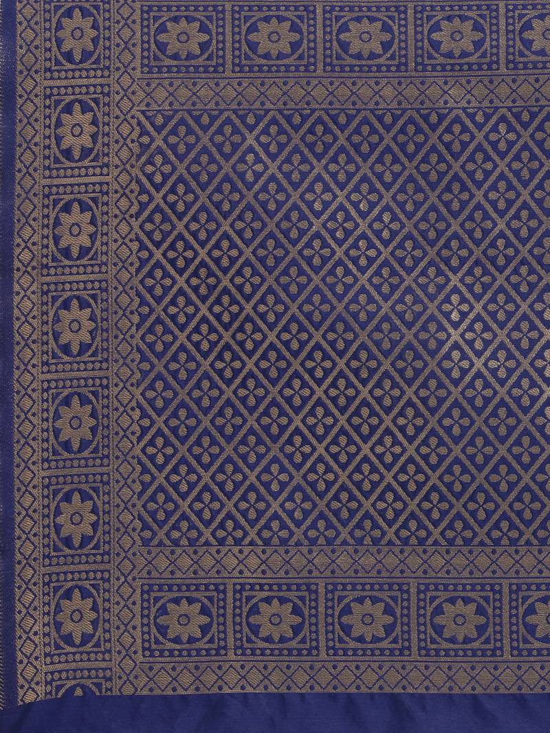 Silk Blend Unstitched Churidar Dress Material With Banarasi Dupatta