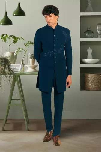 Sea green suit jodhpuri sherwani with beautifull indian embroidery ethnic wear for men's