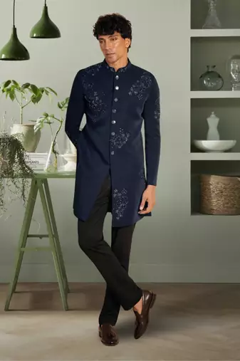 Navy blue suit jodhpuri sherwani with beautifull indian embroidery ethnic wear for men's