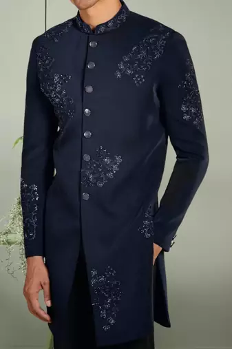 Navy blue suit jodhpuri sherwani with beautifull indian embroidery ethnic wear for men's