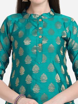 Silk Blend Unstitched Churidar Dress Material With Banarasi Dupatta 3