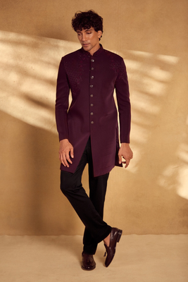 Wine suit jodhpuri sherwani with beautiful hand work design 3