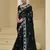 Black moti and sequins work tuscany organza silk saree