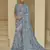 Grey tuscany georgette silk mirror embroidered saree