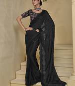 Black cutwork tuscany silk blend trendy saree