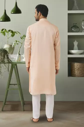 Cream ps mirror embroidery kurta pyjama indian traditional wear