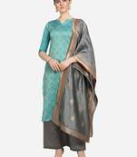 Silk Blend Unstitched Churidar Dress Material With Banarasi Dupatta