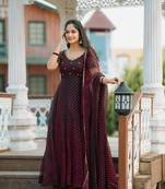 Georgette leheriya gown with dupatta sets