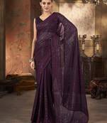 Beautiful wine georgette saree with unstitched blouse