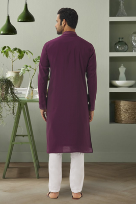 Wine georgette kurta pyjama beautiful embroidery for men's 3