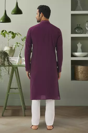 Wine georgette kurta pyjama beautiful embroidery for men's