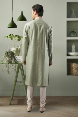 Pista ps fabric floral embroidery kurta pyjama for men's 2