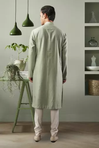 Pista ps fabric floral embroidery kurta pyjama for men's