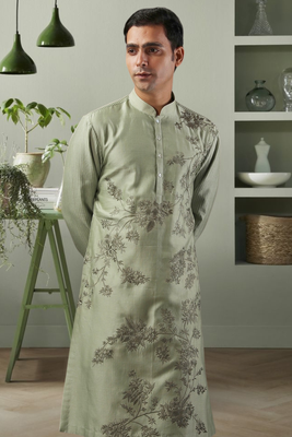 Pista ps fabric floral embroidery kurta pyjama for men's 3