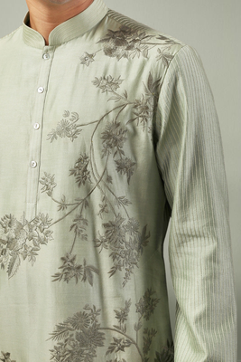 Pista ps fabric floral embroidery kurta pyjama for men's 4