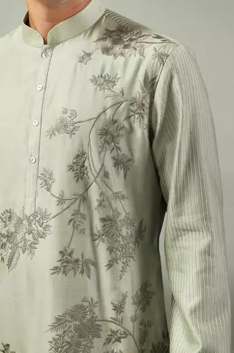Pista ps fabric floral embroidery kurta pyjama for men's