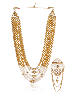   pearl beads dulha groom sherwani mala for   for wedding | exquisite groom mala | perfect for groom 1