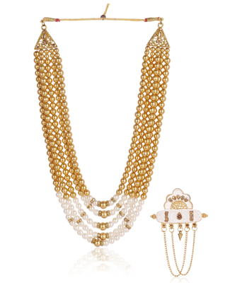   pearl beads dulha groom sherwani mala for   for wedding | exquisite groom mala | perfect for groom 1