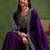 Purple color silk blended zari work fancy gown and dupatta set 