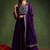 Purple color silk blended zari work fancy gown and dupatta set 