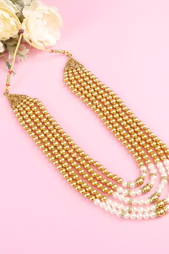  pearl beads dulha groom sherwani mala for   for wedding | exquisite groom mala | perfect for groom