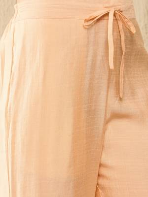 Women Peach color viscose rayon mirror work fancy kurta and bottom set 5