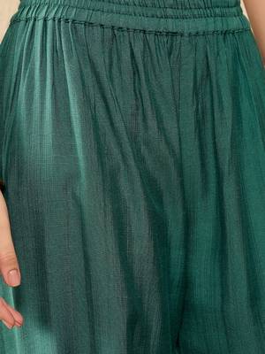 Women Teal color viscose rayon thread work fancy kurta and bottom set 3