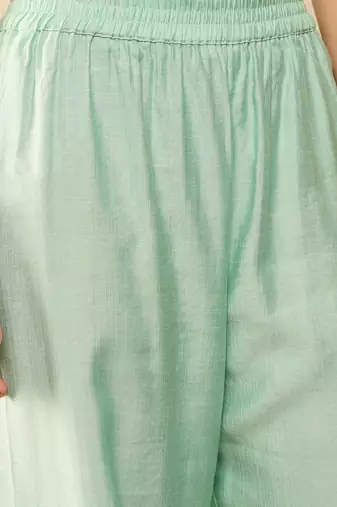 Women Sea green color viscose rayon thread work fancy kurta and bottom set