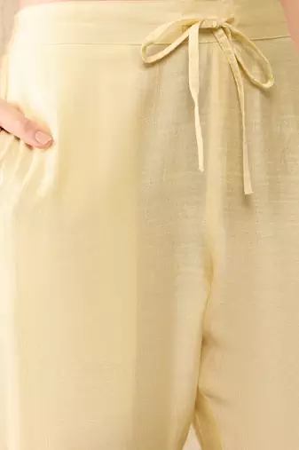 Women Yellow color viscose rayon thread work fancy kurta and bottom set