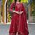 Red color silk blend sequinned work fancy kurta, bottom and dupatta set