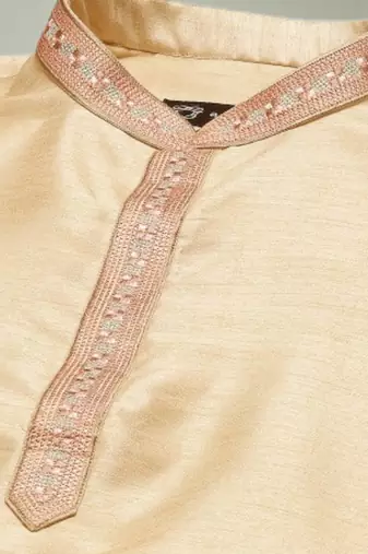 Art silk fawn embroidery kurta salwar for men's
