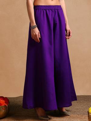 Purple color silk blend zari work fancy kurta, bottom and dupatta set 5