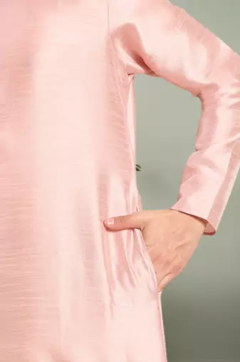 Baby pink art silk kurta salwar for men's