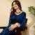 women navy blue rayon blend abstract printed tunic with trouser coord sets
