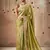 Organza silk embroidered saree in green