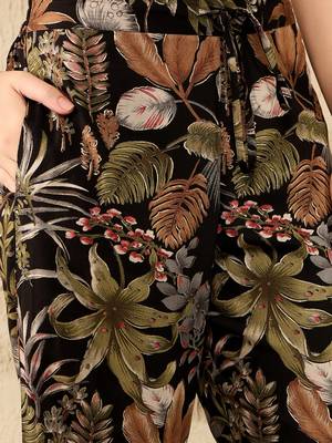 women black rayon blend floral printed tunic with palazzo coord sets 5