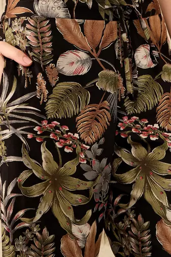 women black rayon blend floral printed tunic with palazzo coord sets