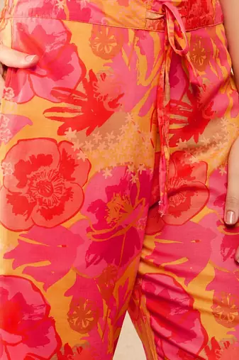 women yellow rayon blend floral printed tunic with palazzo coord sets
