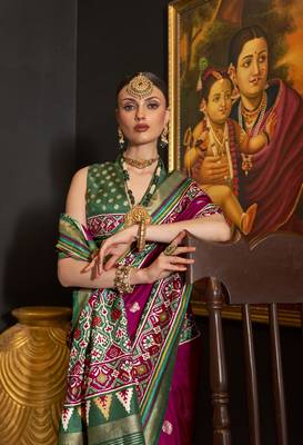 Elora pure sigma silk woven designed printed patola saree (light plum) 2