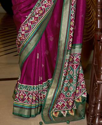 Elora pure sigma silk woven designed printed patola saree (light plum) 4
