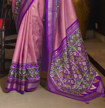 Elora pure sigma silk woven designed printed patola saree (light pink) 4